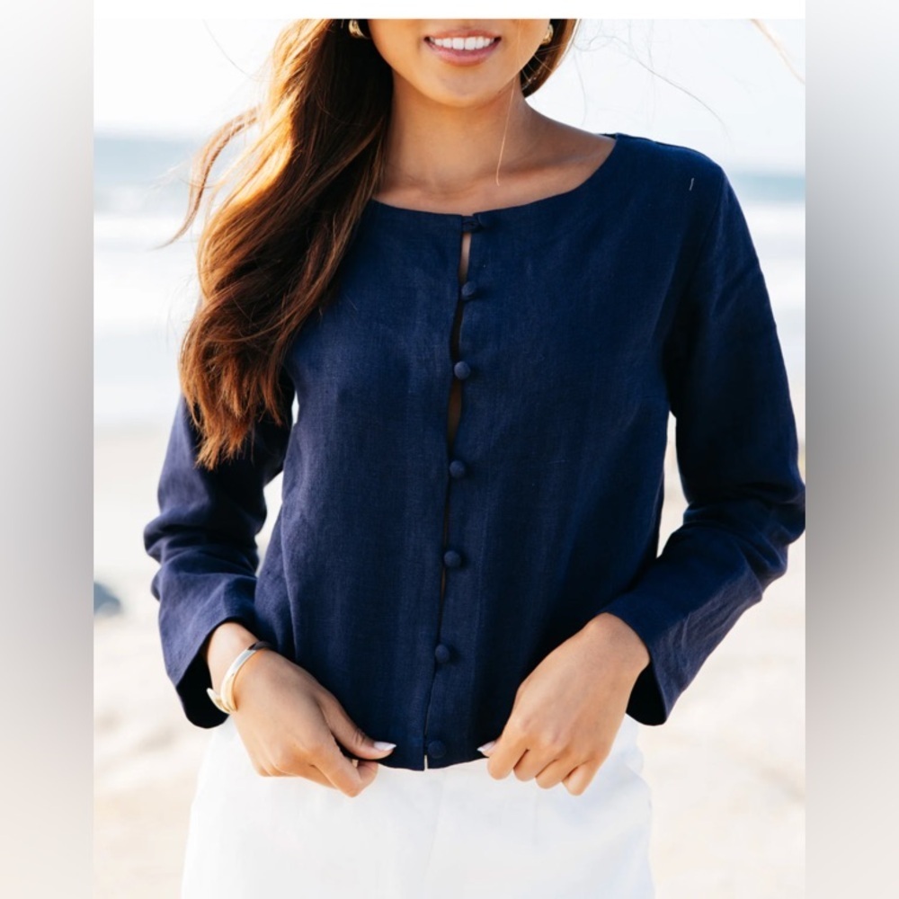 NWT ISLA & SAGE BESSETTE LINEN BUTTON CARDIGAN